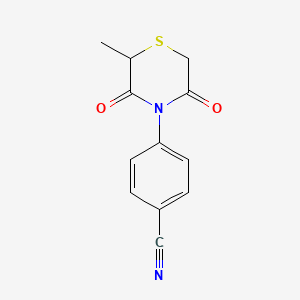 molecular formula C12H10N2O2S B2433570 4-(2-Methyl-3,5-dioxothiomorpholin-4-yl)benzonitrile CAS No. 344265-45-8