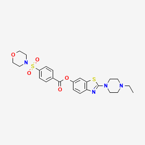 molecular formula C24H28N4O5S2 B2433572 4-(morfolinosulfonil)benzoato de 2-(4-etilpiperazin-1-il)benzo[d]tiazol-6-il CAS No. 953194-79-1