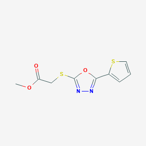 molecular formula C9H8N2O3S2 B2433580 (5-噻吩-2-基-[1,3,4]恶二唑-2-基硫烷基)-乙酸甲酯 CAS No. 459846-03-8