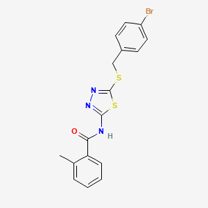 N-(5-((4-bromobenzyl)thio)-1,3,4-thiadiazol-2-yl)-2-methylbenzamide
