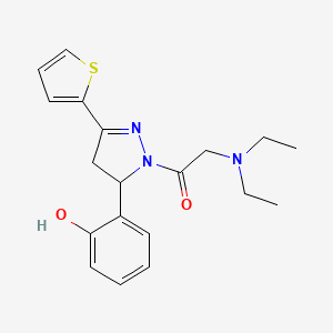 molecular formula C19H23N3O2S B2433585 2-(二乙氨基)-1-(5-(2-羟基苯基)-3-(噻吩-2-基)-4,5-二氢-1H-吡唑-1-基)乙酮 CAS No. 900013-18-5