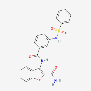 molecular formula C22H17N3O5S B2433587 3-(3-(苯磺酰胺基)苯甲酰胺)苯并呋喃-2-甲酰胺 CAS No. 886891-57-2