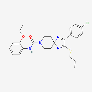 molecular formula C25H29ClN4O2S B2433589 2-(4-chlorophenyl)-N-(2-ethoxyphenyl)-3-(propylthio)-1,4,8-triazaspiro[4.5]deca-1,3-diene-8-carboxamide CAS No. 894883-66-0