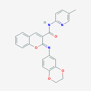 molecular formula C24H19N3O4 B2433590 (2Z)-2-(2,3-dihydro-1,4-benzodioxin-6-ylimino)-N-(5-methylpyridin-2-yl)-2H-chromene-3-carboxamide CAS No. 1327186-89-9