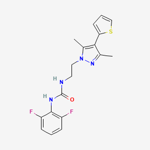 molecular formula C18H18F2N4OS B2433597 1-(2,6-difluorophenyl)-3-(2-(3,5-dimethyl-4-(thiophen-2-yl)-1H-pyrazol-1-yl)ethyl)urea CAS No. 2034555-07-0
