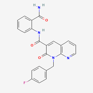 molecular formula C23H17FN4O3 B2433602 N-(2-氨基甲酰基苯基)-1-(4-氟苄基)-2-氧代-1,2-二氢-1,8-萘啶-3-甲酰胺 CAS No. 946252-32-0
