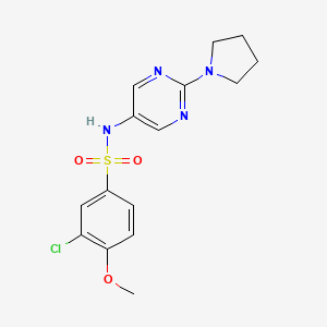 molecular formula C15H17ClN4O3S B2433604 3-chloro-4-methoxy-N-(2-(pyrrolidin-1-yl)pyrimidin-5-yl)benzenesulfonamide CAS No. 1396878-39-9