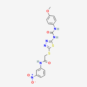 molecular formula C18H16N6O5S2 B2433607 2-((5-(3-(4-methoxyphenyl)ureido)-1,3,4-thiadiazol-2-yl)thio)-N-(3-nitrophenyl)acetamide CAS No. 898436-39-0