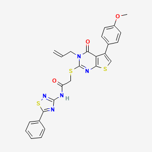 2-[5-(4-methoxyphenyl)-4-oxo-3-prop-2-enylthieno[2,3-d]pyrimidin-2-yl]sulfanyl-N-(5-phenyl-1,2,4-thiadiazol-3-yl)acetamide