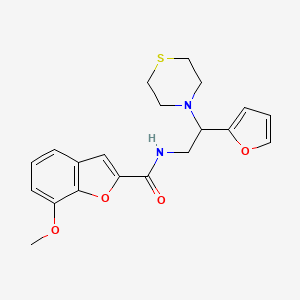 molecular formula C20H22N2O4S B2433619 N-(2-(furan-2-yl)-2-thiomorpholinoethyl)-7-methoxybenzofuran-2-carboxamide CAS No. 2034571-74-7