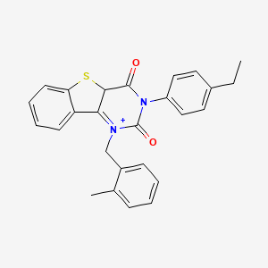 molecular formula C26H22N2O2S B2433620 5-(4-Ethylphenyl)-3-[(2-methylphenyl)methyl]-8-thia-3,5-diazatricyclo[7.4.0.0^{2,7}]trideca-1(9),2(7),10,12-tetraene-4,6-dione CAS No. 902293-87-2