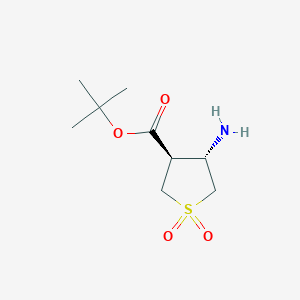 molecular formula C9H17NO4S B2433628 Tert-butyl (3R,4S)-4-amino-1,1-dioxothiolane-3-carboxylate CAS No. 2287238-86-0