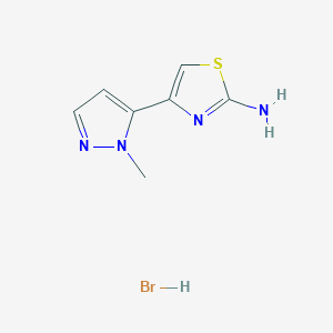 molecular formula C7H9BrN4S B2433634 4-(2-Methylpyrazol-3-yl)-1,3-thiazol-2-amin;Hydrobromid CAS No. 2377036-03-6