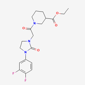 B2433636 Ethyl 1-(2-(3-(3,4-difluorophenyl)-2-oxoimidazolidin-1-yl)acetyl)piperidine-3-carboxylate CAS No. 1251708-41-4