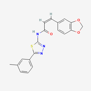 (Z)-3-(benzo[d][1,3]dioxol-5-yl)-N-(5-(m-tolyl)-1,3,4-thiadiazol-2-yl)acrylamide