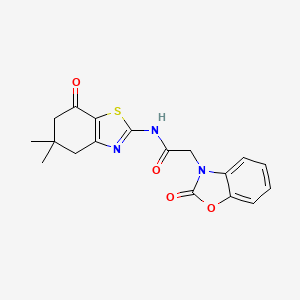 molecular formula C18H17N3O4S B2433653 N-(5,5-二甲基-7-氧代-4,5,6,7-四氢苯并[d]噻唑-2-基)-2-(2-氧代苯并[d]恶唑-3(2H)-基)乙酰胺 CAS No. 1207005-46-6