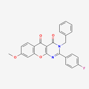 molecular formula C25H17FN2O4 B2433655 3-benzyl-2-(4-fluorophenyl)-8-methoxy-3H-chromeno[2,3-d]pyrimidine-4,5-dione CAS No. 899396-06-6