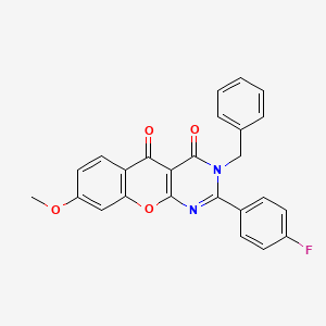 molecular formula C25H17FN2O4 B2433655 3-ベンジル-2-(4-フルオロフェニル)-8-メトキシ-3H-クロメノ[2,3-d]ピリミジン-4,5-ジオン CAS No. 899396-06-6