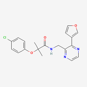 2-(4-chlorophenoxy)-N-((3-(furan-3-yl)pyrazin-2-yl)methyl)-2-methylpropanamide