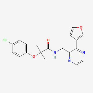 molecular formula C19H18ClN3O3 B2433663 2-(4-chlorophenoxy)-N-((3-(furan-3-yl)pyrazin-2-yl)methyl)-2-methylpropanamide CAS No. 2034315-87-0