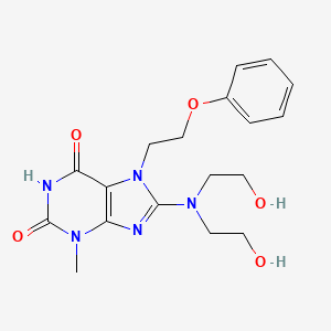 molecular formula C18H23N5O5 B2433667 8-(bis(2-hydroxyethyl)amino)-3-methyl-7-(2-phenoxyethyl)-1H-purine-2,6(3H,7H)-dione CAS No. 476481-49-9