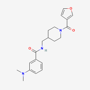 molecular formula C20H25N3O3 B2433677 3-(二甲氨基)-N-((1-(呋喃-3-羰基)哌啶-4-基)甲基)苯甲酰胺 CAS No. 1396713-76-0