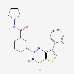 molecular formula C24H28N4O2S B2433683 N-Cyclopentyl-1-[7-(2-Methylphenyl)-4-oxo-3,4-dihydrothieno[3,2-d]pyrimidin-2-yl]piperidin-3-carboxamid CAS No. 1251709-07-5