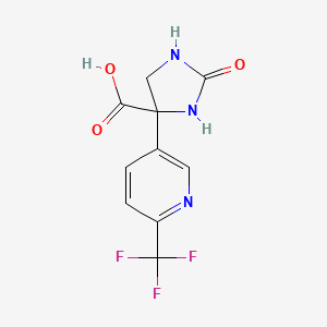 molecular formula C10H8F3N3O3 B2433685 2-Oxo-4-[6-(trifluoromethyl)pyridin-3-yl]imidazolidine-4-carboxylic acid CAS No. 2248417-51-6