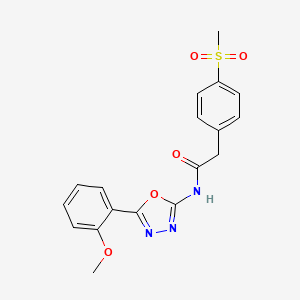 molecular formula C18H17N3O5S B2433686 N-(5-(2-methoxyphenyl)-1,3,4-oxadiazol-2-yl)-2-(4-(methylsulfonyl)phenyl)acetamide CAS No. 942008-69-7