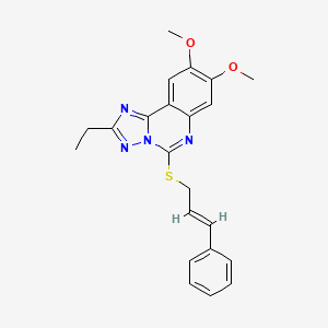molecular formula C22H22N4O2S B2433688 2-ethyl-8,9-dimethoxy-5-[(E)-3-phenylprop-2-enyl]sulfanyl-[1,2,4]triazolo[1,5-c]quinazoline CAS No. 860650-41-5