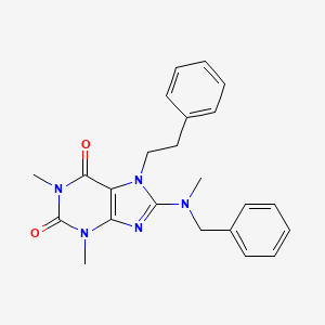molecular formula C23H25N5O2 B2433692 8-(苄基(甲基)氨基)-1,3-二甲基-7-苯乙基-1H-嘌呤-2,6(3H,7H)-二酮 CAS No. 333305-07-0