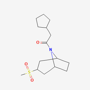 molecular formula C15H25NO3S B2433696 2-环戊基-1-((1R,5S)-3-(甲基磺酰基)-8-氮杂双环[3.2.1]辛烷-8-基)乙酮 CAS No. 1705548-53-3