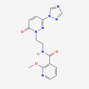 molecular formula C15H15N7O3 B2433697 2-methoxy-N-(2-(6-oxo-3-(1H-1,2,4-triazol-1-yl)pyridazin-1(6H)-yl)ethyl)nicotinamide CAS No. 1448029-07-9