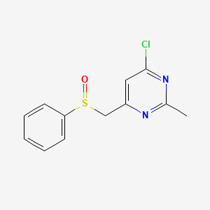 molecular formula C12H11ClN2OS B2433729 4-氯-2-甲基-6-[(苯基亚砜基)甲基]嘧啶 CAS No. 339278-67-0