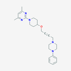 molecular formula C25H33N5O B2433758 4,6-Dimethyl-2-[4-[4-(4-phenylpiperazin-1-yl)but-2-ynoxy]piperidin-1-yl]pyrimidine CAS No. 2415512-53-5