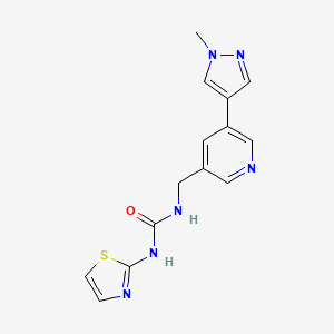 molecular formula C14H14N6OS B2433768 1-((5-(1-甲基-1H-吡唑-4-基)吡啶-3-基)甲基)-3-(噻唑-2-基)脲 CAS No. 2034309-80-1