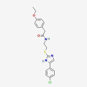 molecular formula C21H22ClN3O2S B2433769 N-(2-((5-(4-氯苯基)-1H-咪唑-2-基)硫代)乙基)-2-(4-乙氧苯基)乙酰胺 CAS No. 897457-25-9