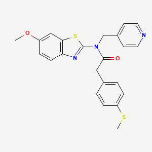 molecular formula C23H21N3O2S2 B2433771 N-(6-methoxybenzo[d]thiazol-2-yl)-2-(4-(methylthio)phenyl)-N-(pyridin-4-ylmethyl)acetamide CAS No. 923201-73-4