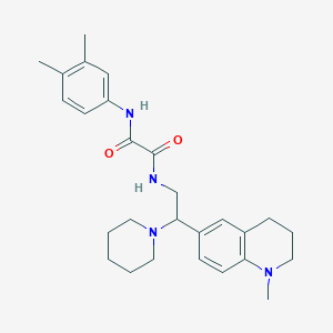 molecular formula C27H36N4O2 B2433772 N-(3,4-dimethylphenyl)-N'-[2-(1-methyl-1,2,3,4-tetrahydroquinolin-6-yl)-2-piperidin-1-ylethyl]ethanediamide CAS No. 922092-95-3
