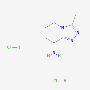 molecular formula C7H14Cl2N4 B2433780 3-Methyl-5,6,7,8-tetrahydro-[1,2,4]triazolo[4,3-a]pyridin-8-amine;dihydrochloride CAS No. 2402829-30-3