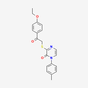 molecular formula C21H20N2O3S B2433785 3-((2-(4-ethoxyphenyl)-2-oxoethyl)thio)-1-(p-tolyl)pyrazin-2(1H)-one CAS No. 946300-50-1