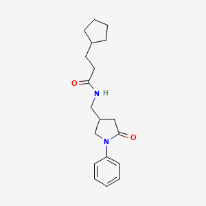 molecular formula C19H26N2O2 B2433786 3-cyclopentyl-N-((5-oxo-1-phenylpyrrolidin-3-yl)methyl)propanamide CAS No. 954721-66-5
