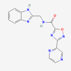molecular formula C15H11N7O2 B2433793 N-((1H-benzo[d]imidazol-2-yl)methyl)-3-(pyrazin-2-yl)-1,2,4-oxadiazole-5-carboxamide CAS No. 1219912-20-5
