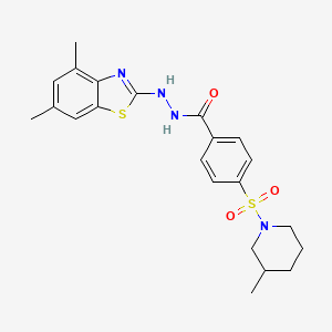 molecular formula C22H26N4O3S2 B2433803 N'-(4,6-dimethylbenzo[d]thiazol-2-yl)-4-((3-methylpiperidin-1-yl)sulfonyl)benzohydrazide CAS No. 851987-36-5