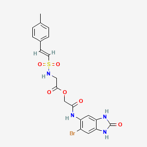 molecular formula C20H19BrN4O6S B2433828 [2-[(6-bromo-2-oxo-1,3-dihydrobenzimidazol-5-yl)amino]-2-oxoethyl] 2-[[(E)-2-(4-methylphenyl)ethenyl]sulfonylamino]acetate CAS No. 872335-99-4