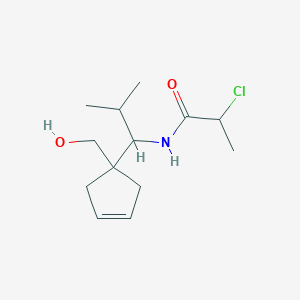 molecular formula C13H22ClNO2 B2433844 2-Chloro-N-[1-[1-(hydroxymethyl)cyclopent-3-en-1-yl]-2-methylpropyl]propanamide CAS No. 2411260-25-6