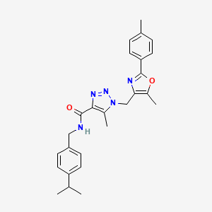 molecular formula C26H29N5O2 B2433847 N-(4-isopropylbenzyl)-5-methyl-1-((5-methyl-2-(p-tolyl)oxazol-4-yl)methyl)-1H-1,2,3-triazole-4-carboxamide CAS No. 1226440-49-8