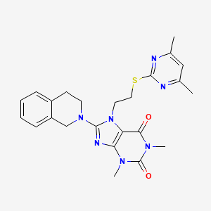 molecular formula C24H27N7O2S B2433853 8-(3,4-二氢-1H-异喹啉-2-基)-7-[2-(4,6-二甲基嘧啶-2-基)硫烷基乙基]-1,3-二甲基嘌呤-2,6-二酮 CAS No. 872623-50-2