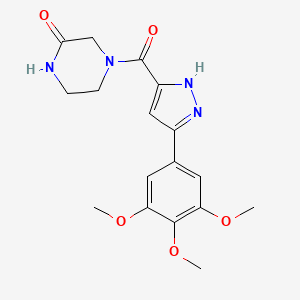 4-(5-(3,4,5-trimethoxyphenyl)-1H-pyrazole-3-carbonyl)piperazin-2-one