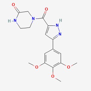 molecular formula C17H20N4O5 B2433856 4-(5-(3,4,5-Trimethoxyphenyl)-1H-pyrazol-3-carbonyl)piperazin-2-on CAS No. 1257877-03-4